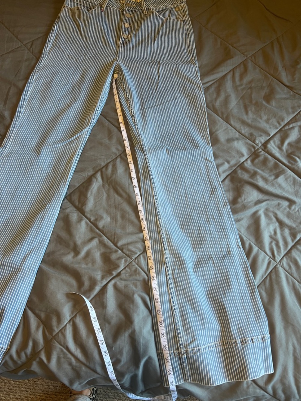Idyllwind Light Blue Pinstripe Flare Jeans - Picture 8 of 8